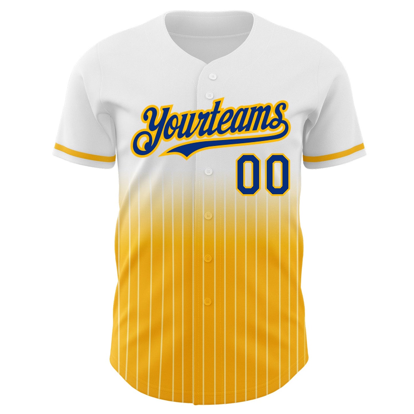 Custom White Pinstripe Royal-Gold Authentic Fade Fashion Baseball Jersey - Sky-Custom