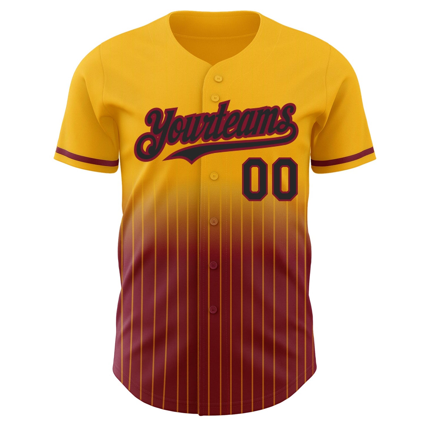 Custom Gold Pinstripe Black-Crimson Authentic Fade Fashion Baseball Jersey - Sky-Custom