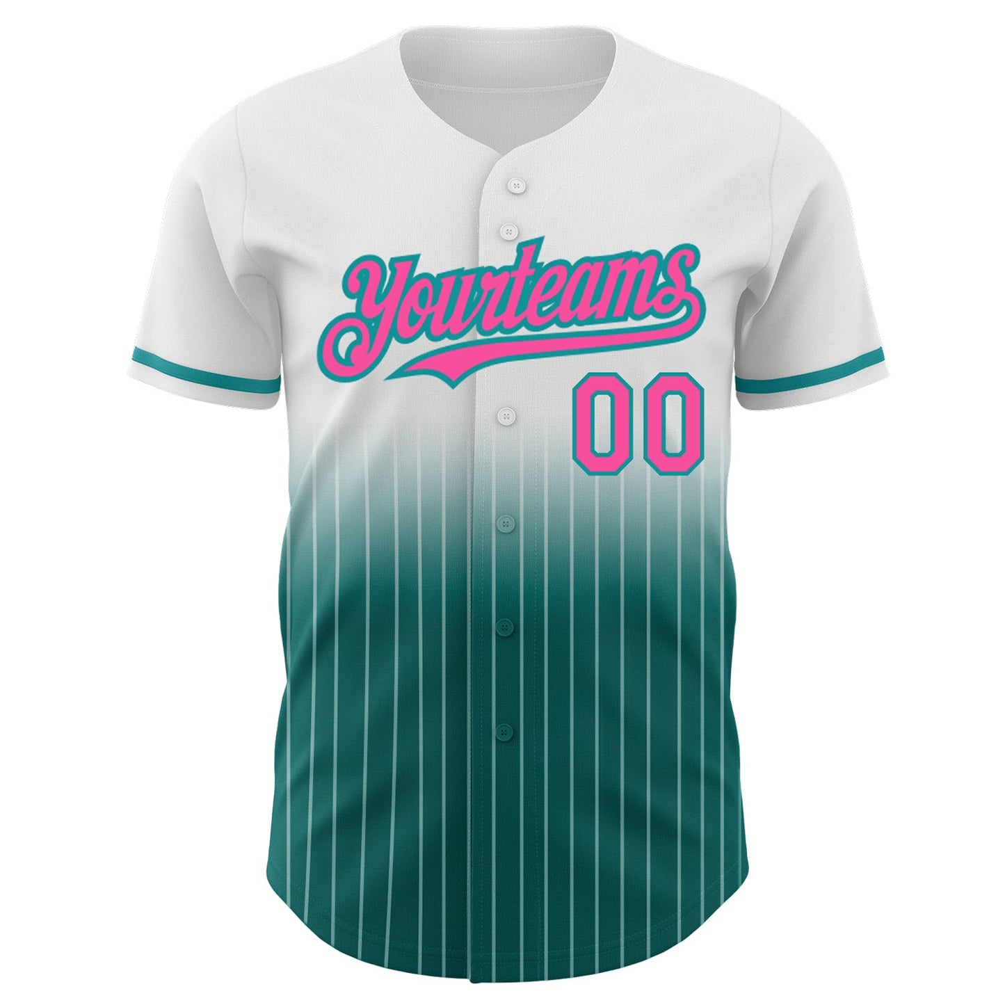 Custom White Pinstripe Pink-Teal Authentic Fade Fashion Baseball Jersey - Sky-Custom