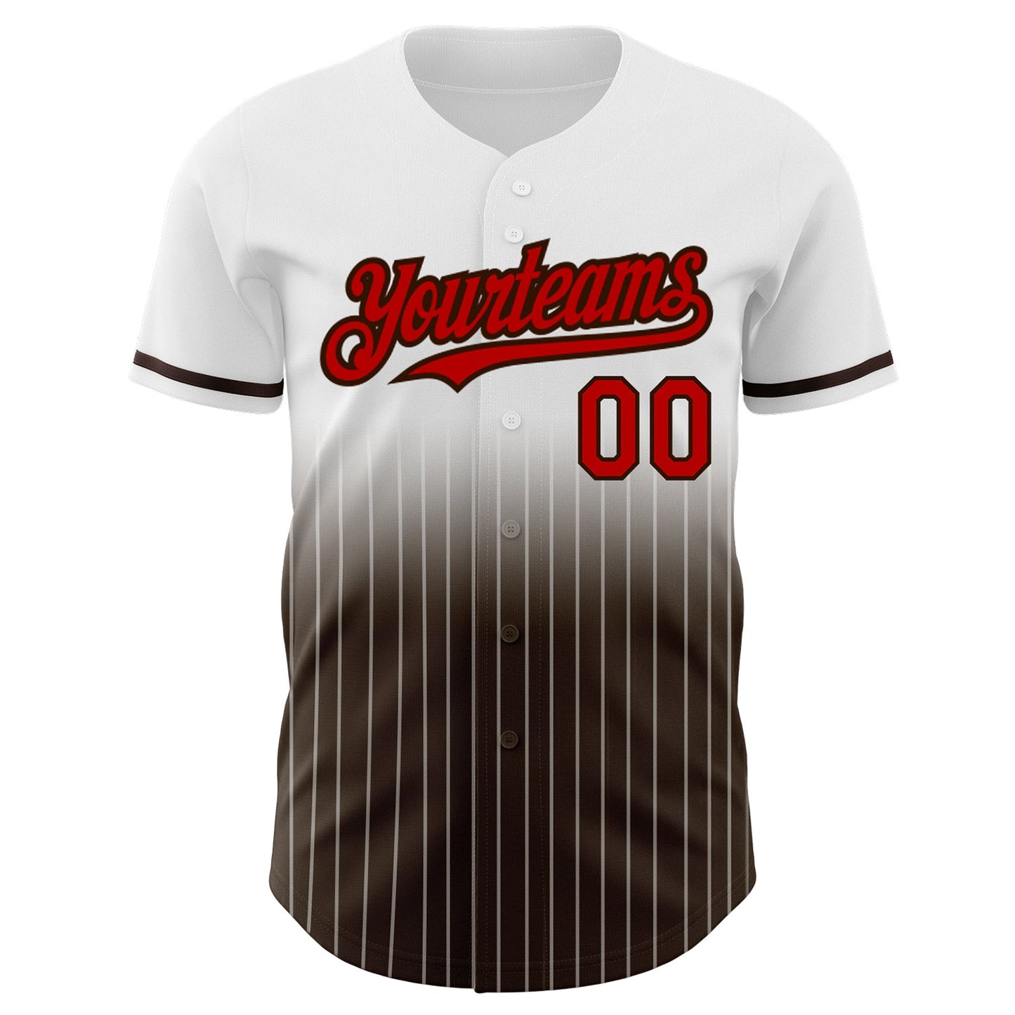 Custom White Pinstripe Red-Brown Authentic Fade Fashion Baseball Jersey - Sky-Custom