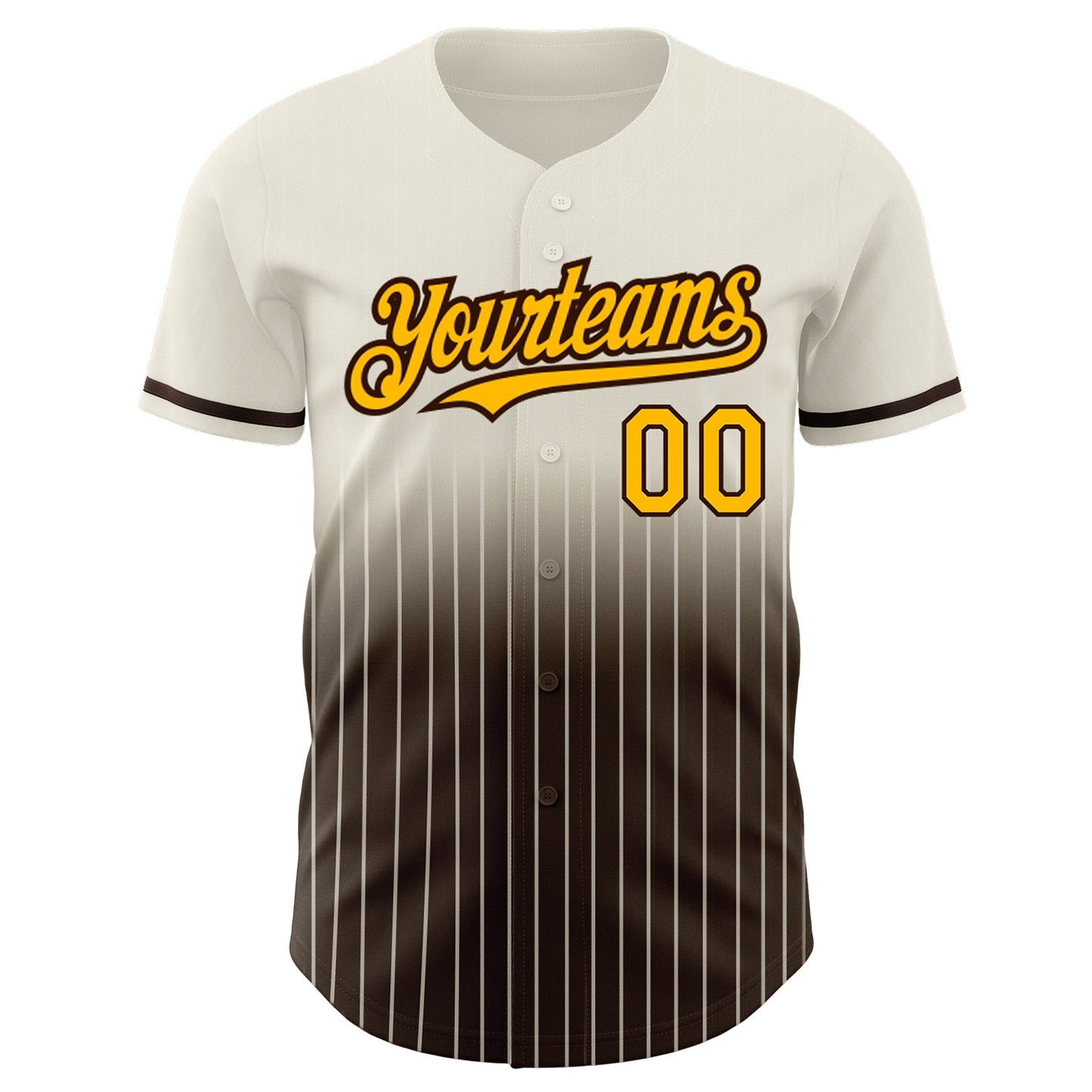 Custom Cream Pinstripe Gold-Brown Authentic Fade Fashion Baseball Jersey - Sky-Custom
