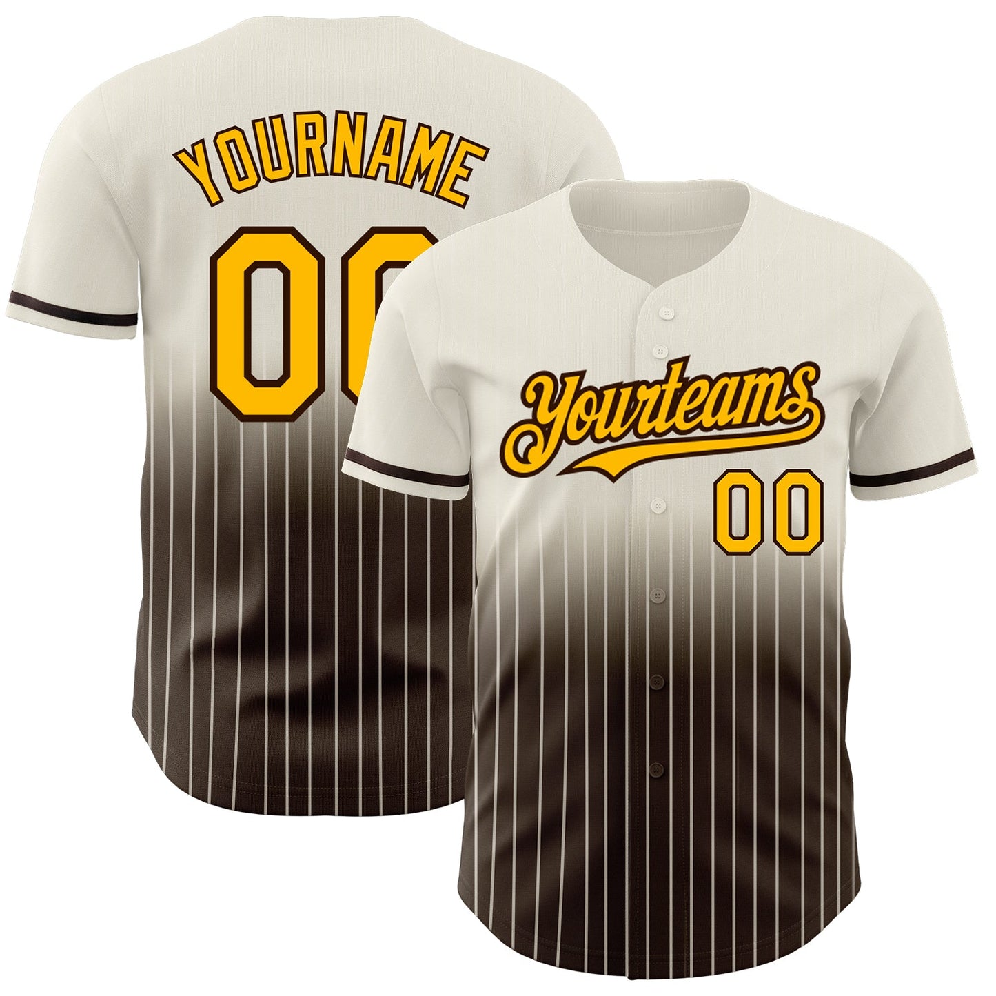 Custom Cream Pinstripe Gold-Brown Authentic Fade Fashion Baseball Jersey - Sky-Custom