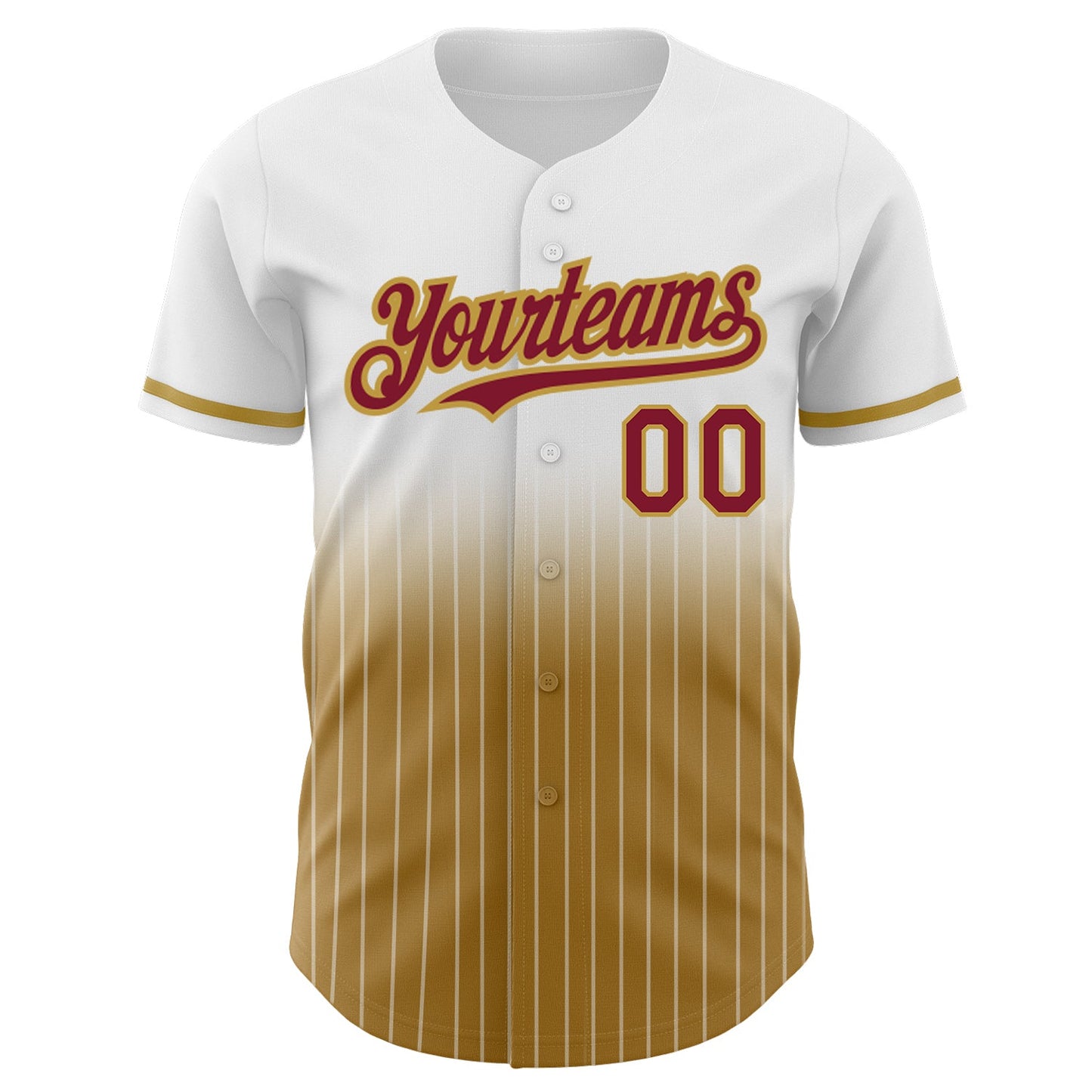 Custom White Pinstripe Crimson-Old Gold Authentic Fade Fashion Baseball Jersey - Sky-Custom
