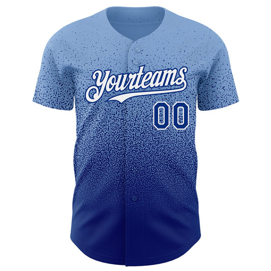 Custom Light Blue Royal-White Authentic Fade Fashion Baseball Jersey - Sky-Custom