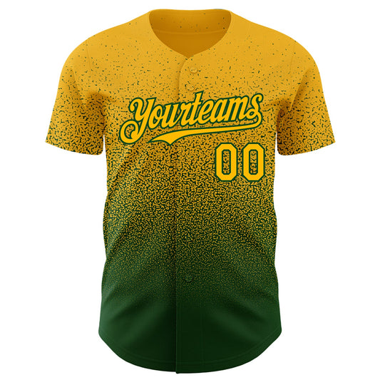 Custom Gold Green Authentic Fade Fashion Baseball Jersey - Sky-Custom