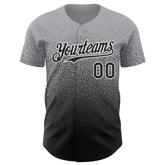 Custom Gray Black-White Authentic Fade Fashion Baseball Jersey - Sky-Custom