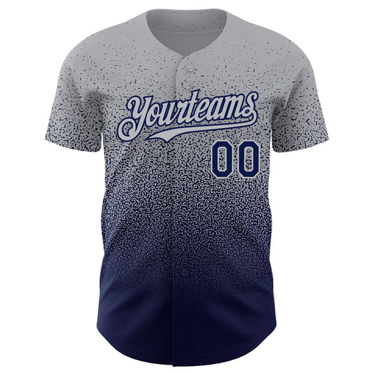 Custom Gray Navy Authentic Fade Fashion Baseball Jersey - Sky-Custom