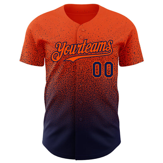 Custom Orange Navy Authentic Fade Fashion Baseball Jersey - Sky-Custom