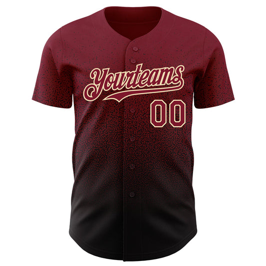 Custom Crimson Black-Cream Authentic Fade Fashion Baseball Jersey - Sky-Custom