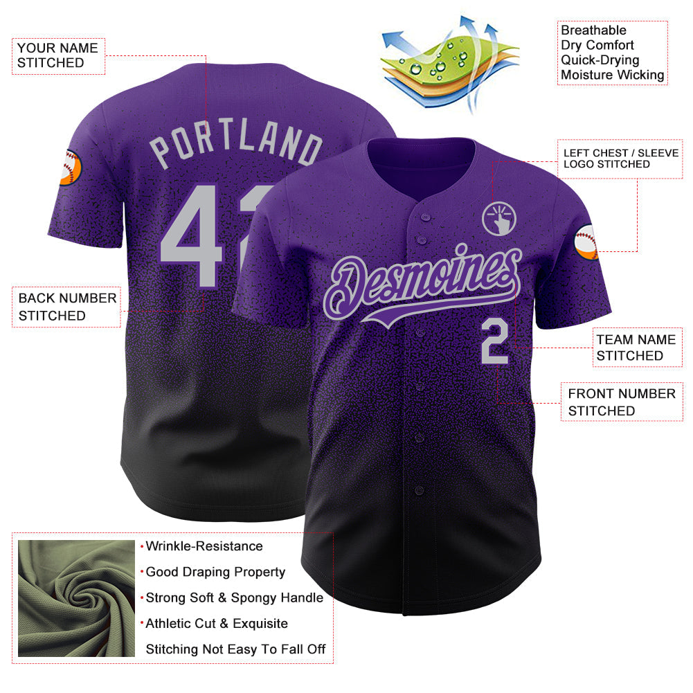 Custom Purple Gray-Black Authentic Fade Fashion Baseball Jersey - Sky-Custom