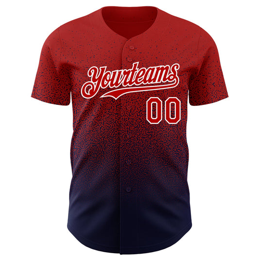 Custom Red Navy-White Authentic Fade Fashion Baseball Jersey - Sky-Custom