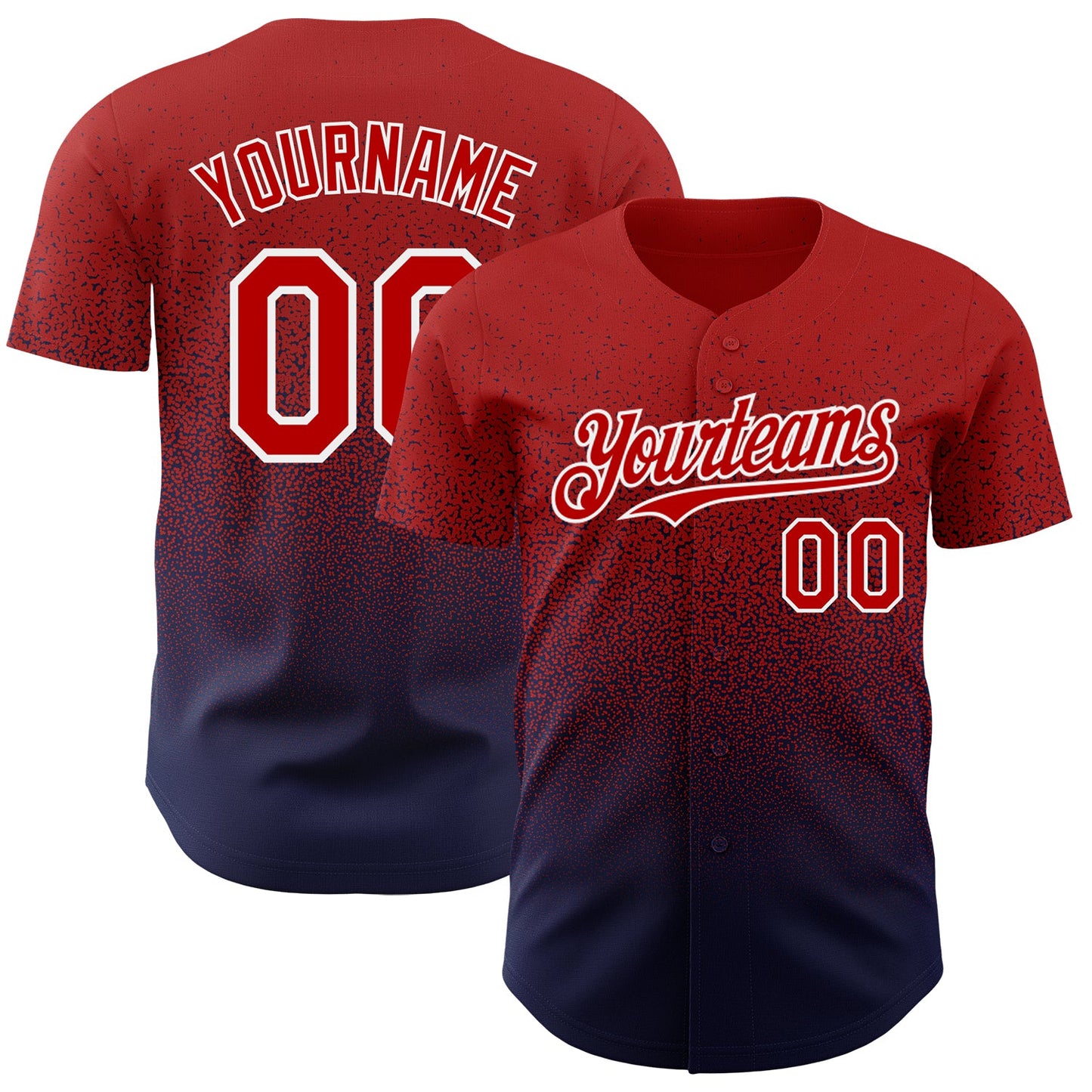 Custom Red Navy-White Authentic Fade Fashion Baseball Jersey - Sky-Custom