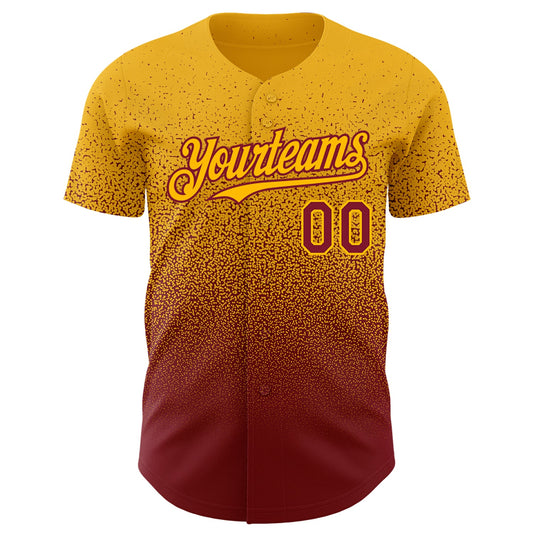Custom Gold Crimson Authentic Fade Fashion Baseball Jersey - Sky-Custom