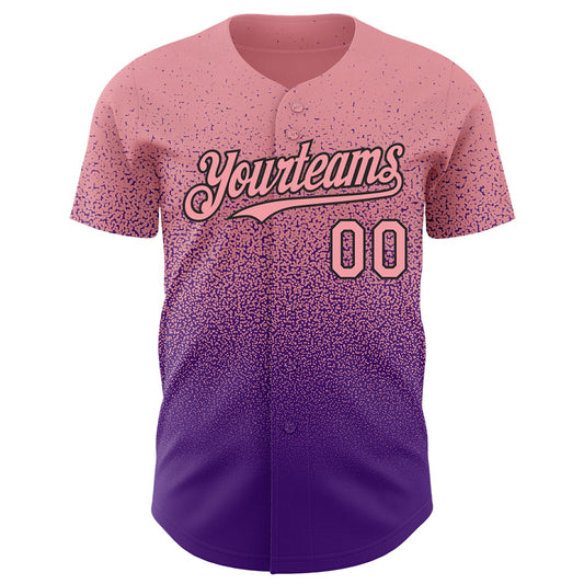 Custom Medium Pink Purple-Black Authentic Fade Fashion Baseball Jersey - Sky-Custom