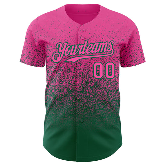 Custom Pink Kelly Green Authentic Fade Fashion Baseball Jersey - Sky-Custom