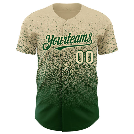 Custom Cream Green Authentic Fade Fashion Baseball Jersey - Sky-Custom