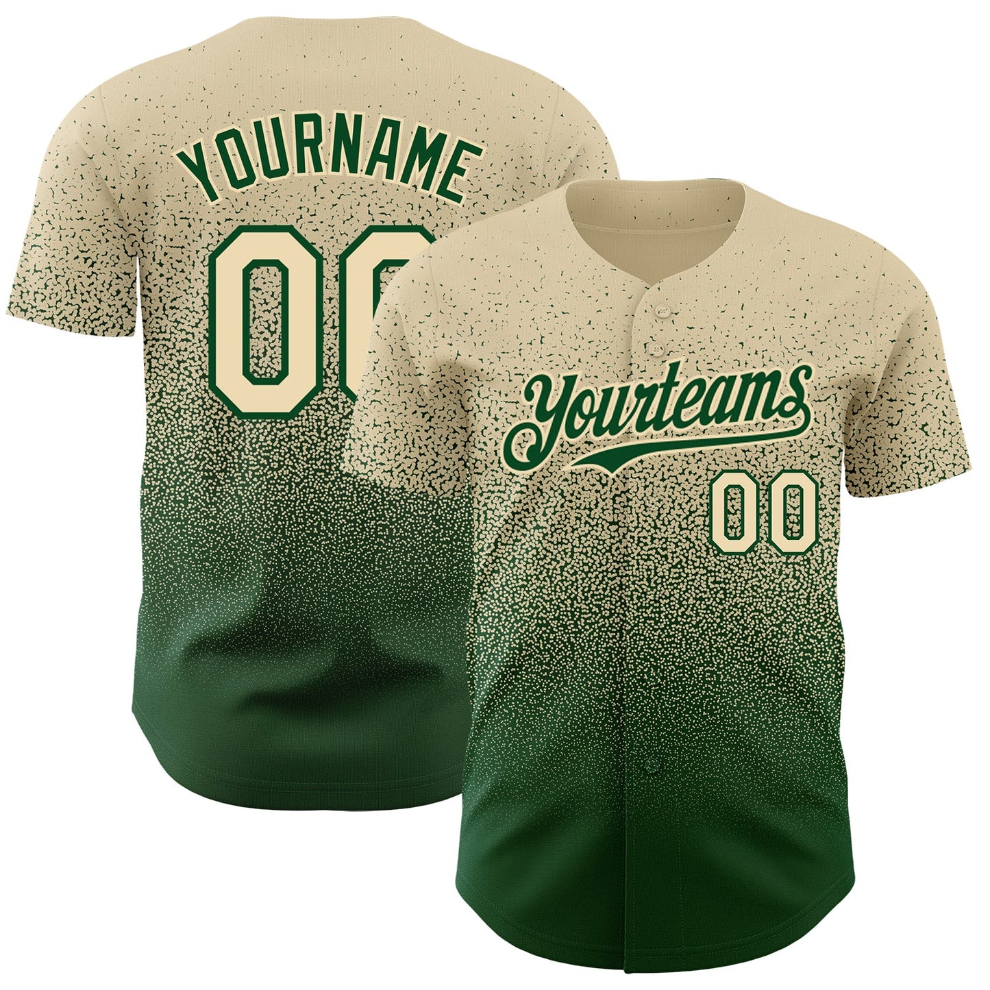 Custom Cream Green Authentic Fade Fashion Baseball Jersey - Sky-Custom