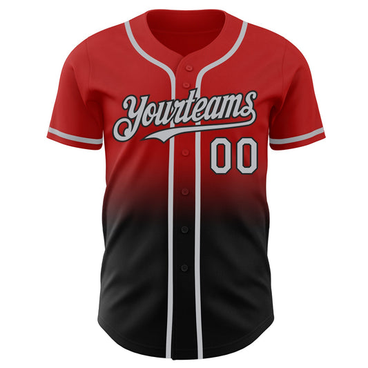 Custom Red Gray-Black Authentic Fade Fashion Baseball Jersey - Sky-Custom