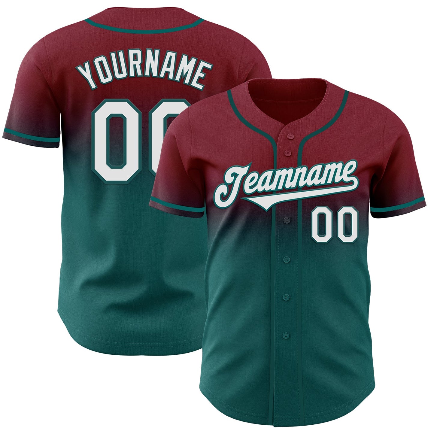 Custom Crimson White-Teal Authentic Fade Fashion Baseball Jersey - Sky-Custom
