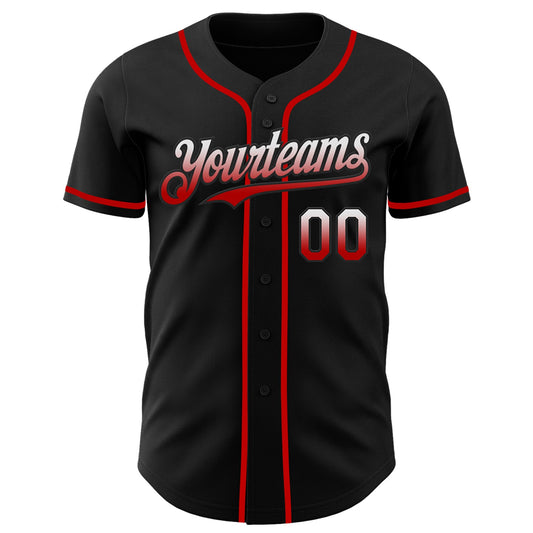 Custom Black White-Red Authentic Fade Fashion Baseball Jersey - Sky-Custom
