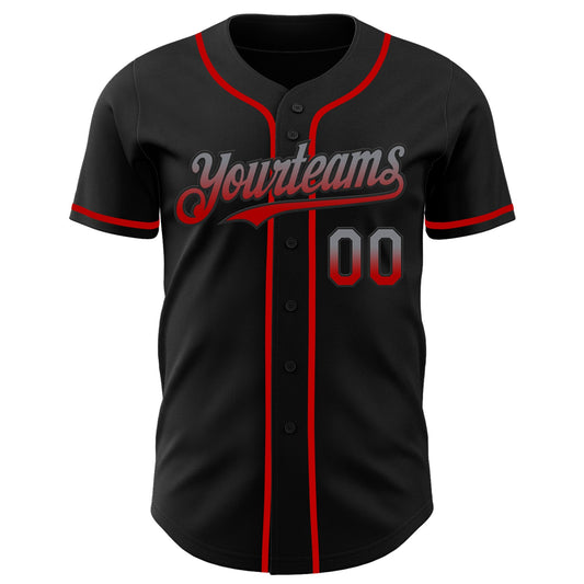 Custom Black Gray-Red Authentic Fade Fashion Baseball Jersey - Sky-Custom