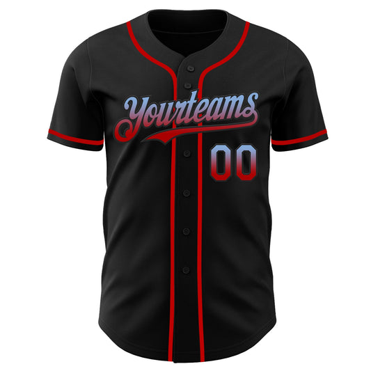 Custom Black Light Blue-Red Authentic Fade Fashion Baseball Jersey - Sky-Custom
