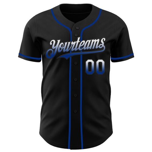 Custom Black White-Royal Authentic Fade Fashion Baseball Jersey - Sky-Custom