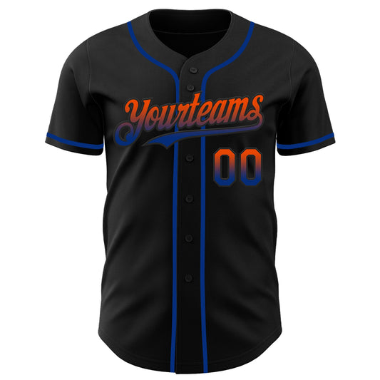 Custom Black Orange-Royal Authentic Fade Fashion Baseball Jersey - Sky-Custom