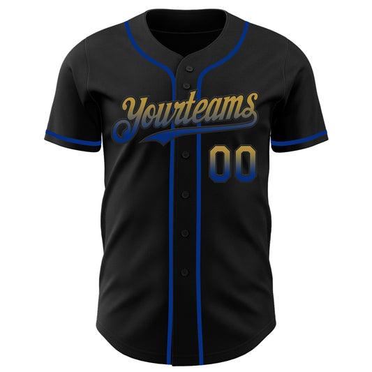Custom Black Old Gold-Royal Authentic Fade Fashion Baseball Jersey - Sky-Custom