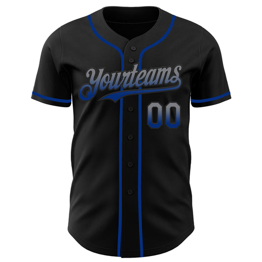 Custom Black Gray-Royal Authentic Fade Fashion Baseball Jersey - Sky-Custom