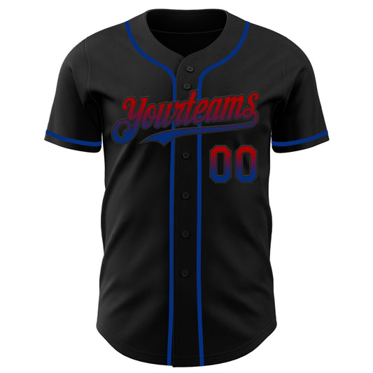 Custom Black Red-Royal Authentic Fade Fashion Baseball Jersey - Sky-Custom