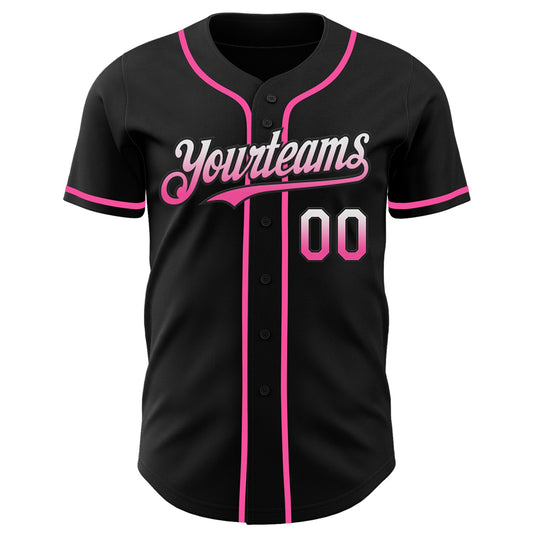 Custom Black White-Pink Authentic Fade Fashion Baseball Jersey - Sky-Custom