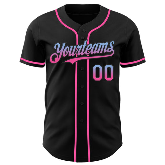 Custom Black Light Blue-Pink Authentic Fade Fashion Baseball Jersey - Sky-Custom