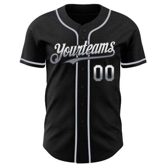 Custom Black White-Gray Authentic Fade Fashion Baseball Jersey - Sky-Custom