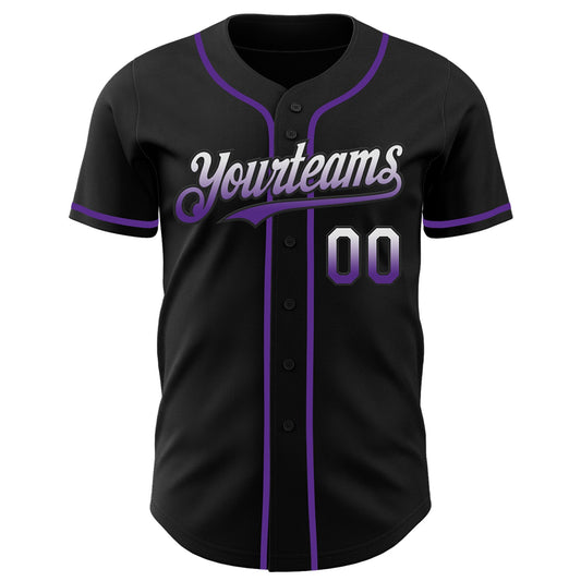 Custom Black White-Purple Authentic Fade Fashion Baseball Jersey - Sky-Custom