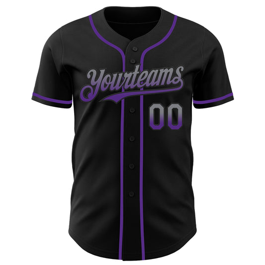 Custom Black Gray-Purple Authentic Fade Fashion Baseball Jersey - Sky-Custom
