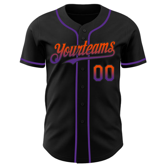 Custom Black Orange-Purple Authentic Fade Fashion Baseball Jersey - Sky-Custom