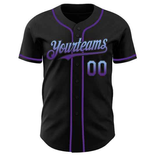 Custom Black Light Blue-Purple Authentic Fade Fashion Baseball Jersey - Sky-Custom