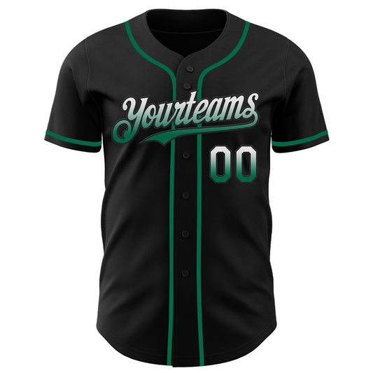 Custom Black White-Kelly Green Authentic Fade Fashion Baseball Jersey - Sky-Custom