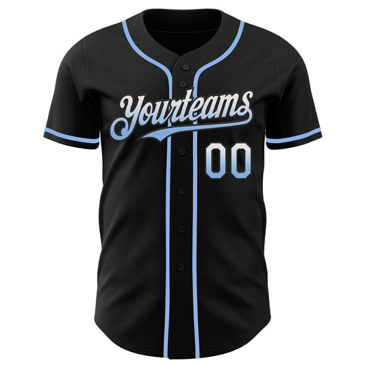 Custom Black White-Light Blue Authentic Fade Fashion Baseball Jersey - Sky-Custom
