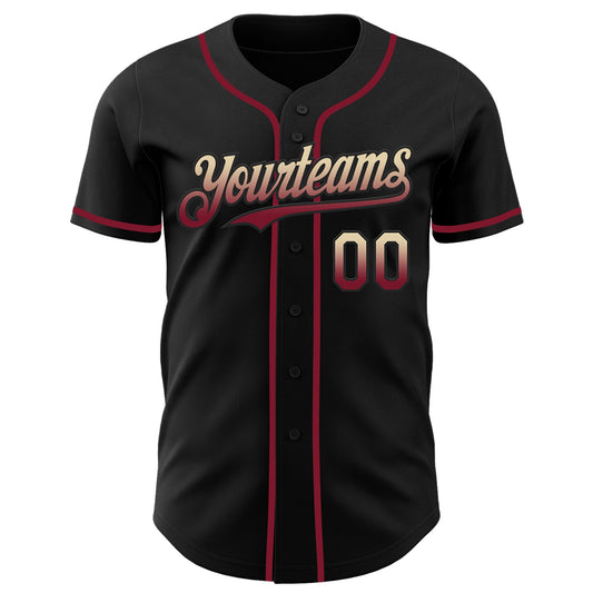 Custom Black Cream-Crimson Authentic Fade Fashion Baseball Jersey - Sky-Custom