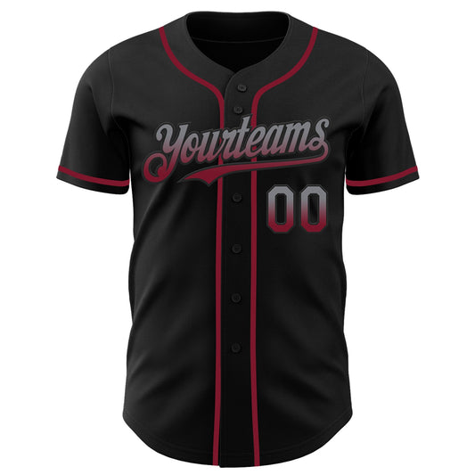 Custom Black Gray-Crimson Authentic Fade Fashion Baseball Jersey - Sky-Custom