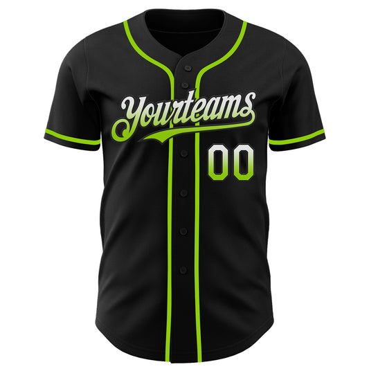 Custom Black White-Neon Green Authentic Fade Fashion Baseball Jersey - Sky-Custom