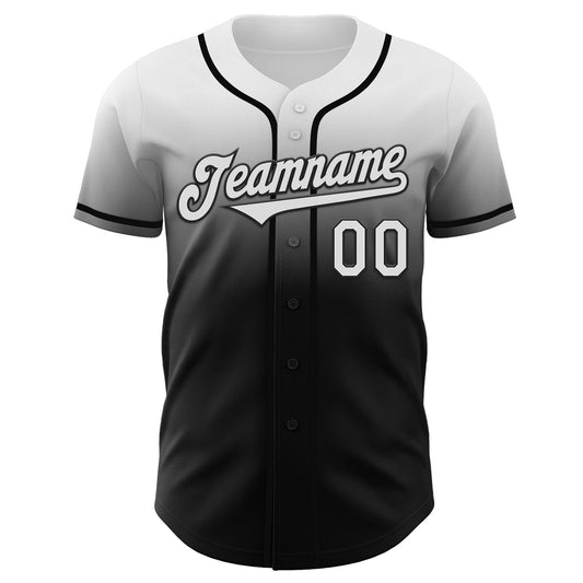 Custom White Black Authentic Fade Fashion Baseball Jersey - Sky-Custom