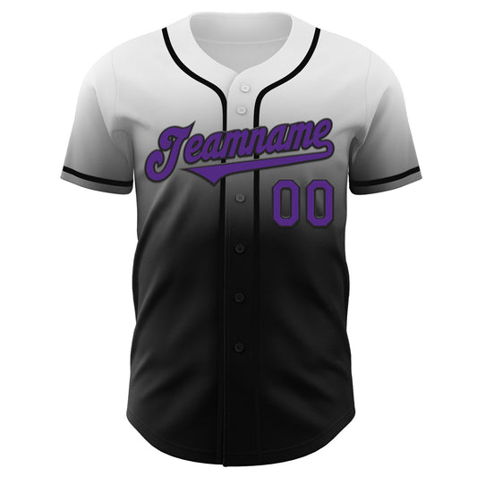 Custom White Purple-Black Authentic Fade Fashion Baseball Jersey - Sky-Custom