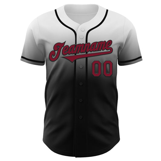 Custom White Crimson-Black Authentic Fade Fashion Baseball Jersey - Sky-Custom