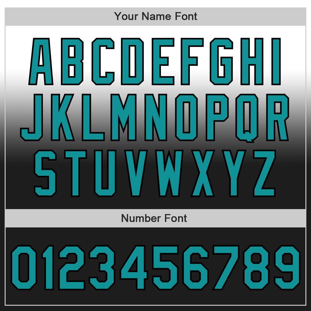 Custom White Teal-Black Authentic Fade Fashion Baseball Jersey - Sky-Custom