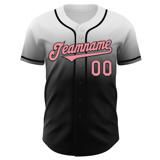 Custom White Medium Pink-Black Authentic Fade Fashion Baseball Jersey - Sky-Custom