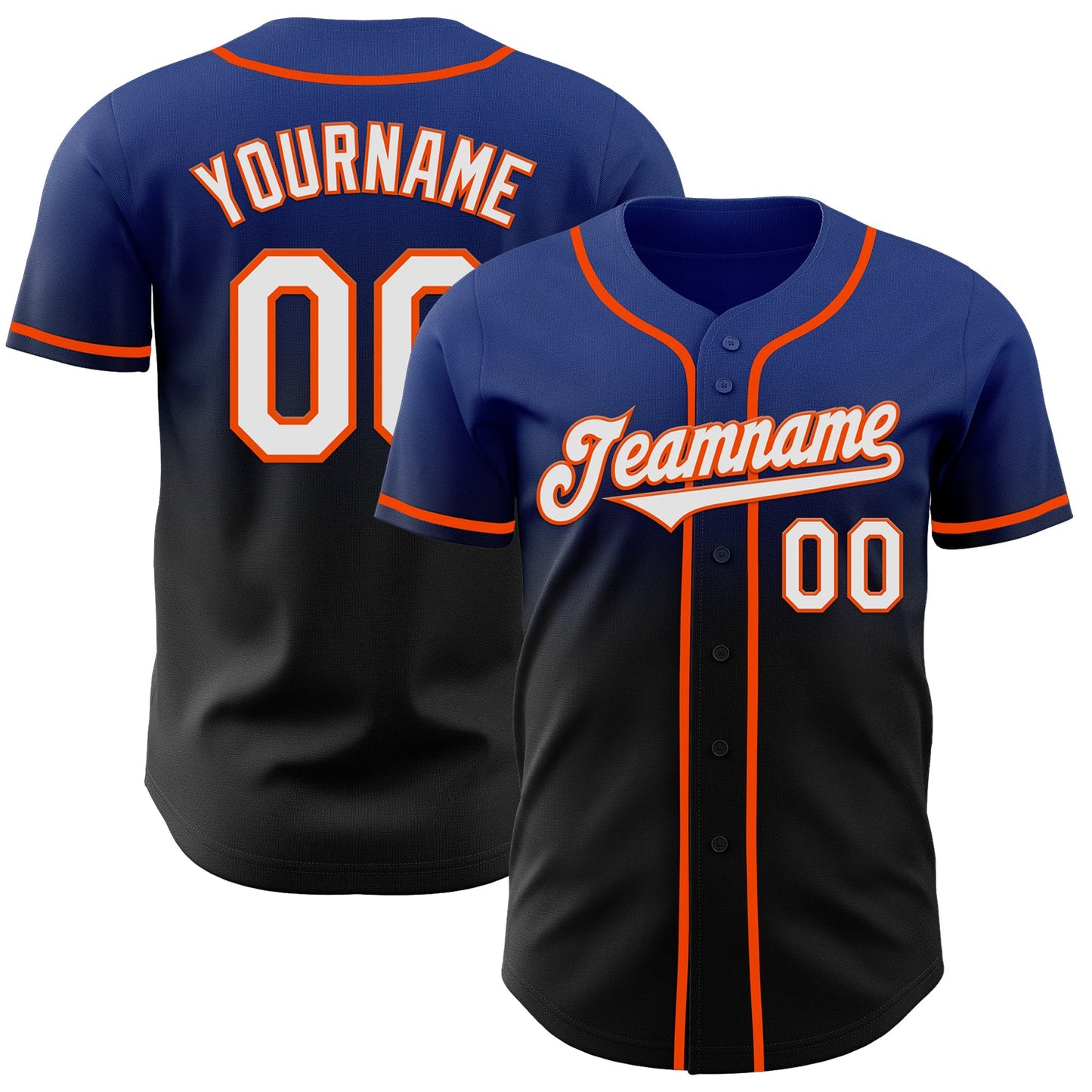 Custom Royal Black-Orange Authentic Fade Fashion Baseball Jersey - Sky-Custom