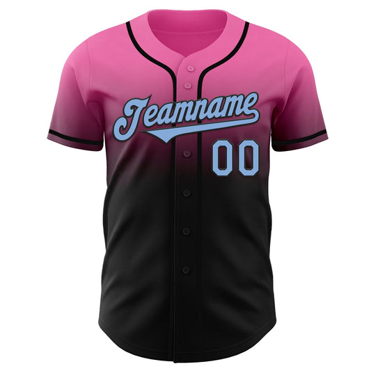 Custom Pink Light Blue-Black Authentic Fade Fashion Baseball Jersey - Sky-Custom